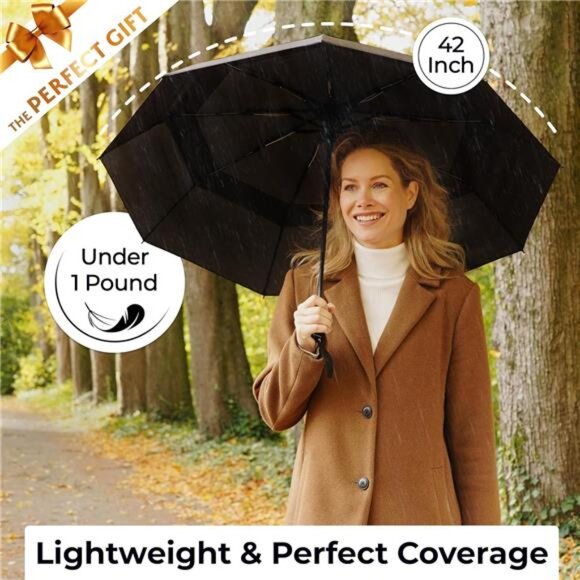 Windproof Travel Umbrella Compact Automatic Folding Lightweight Rain Umbrella - Picture 5 of 7